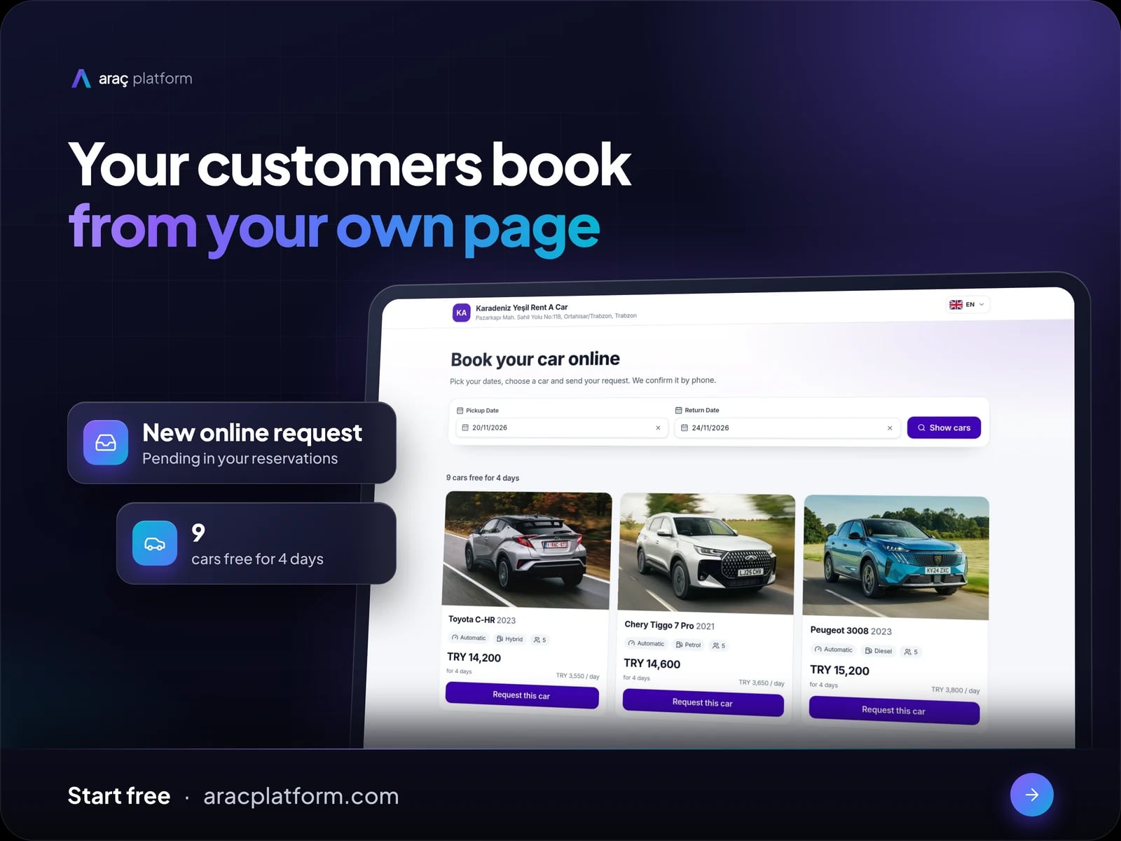Your own online booking page